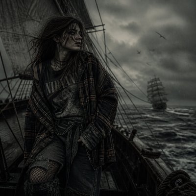 sailing ship on a stormy sea