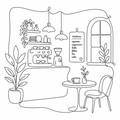cozy cafe interior with warm lighting