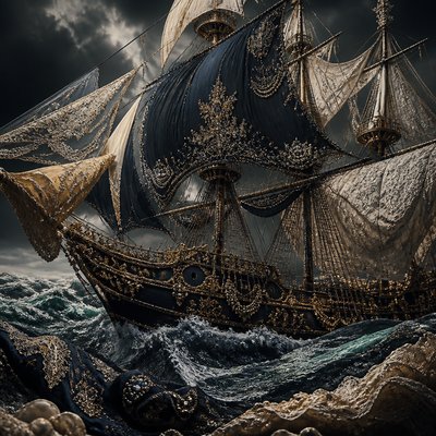 sailing ship on a stormy sea