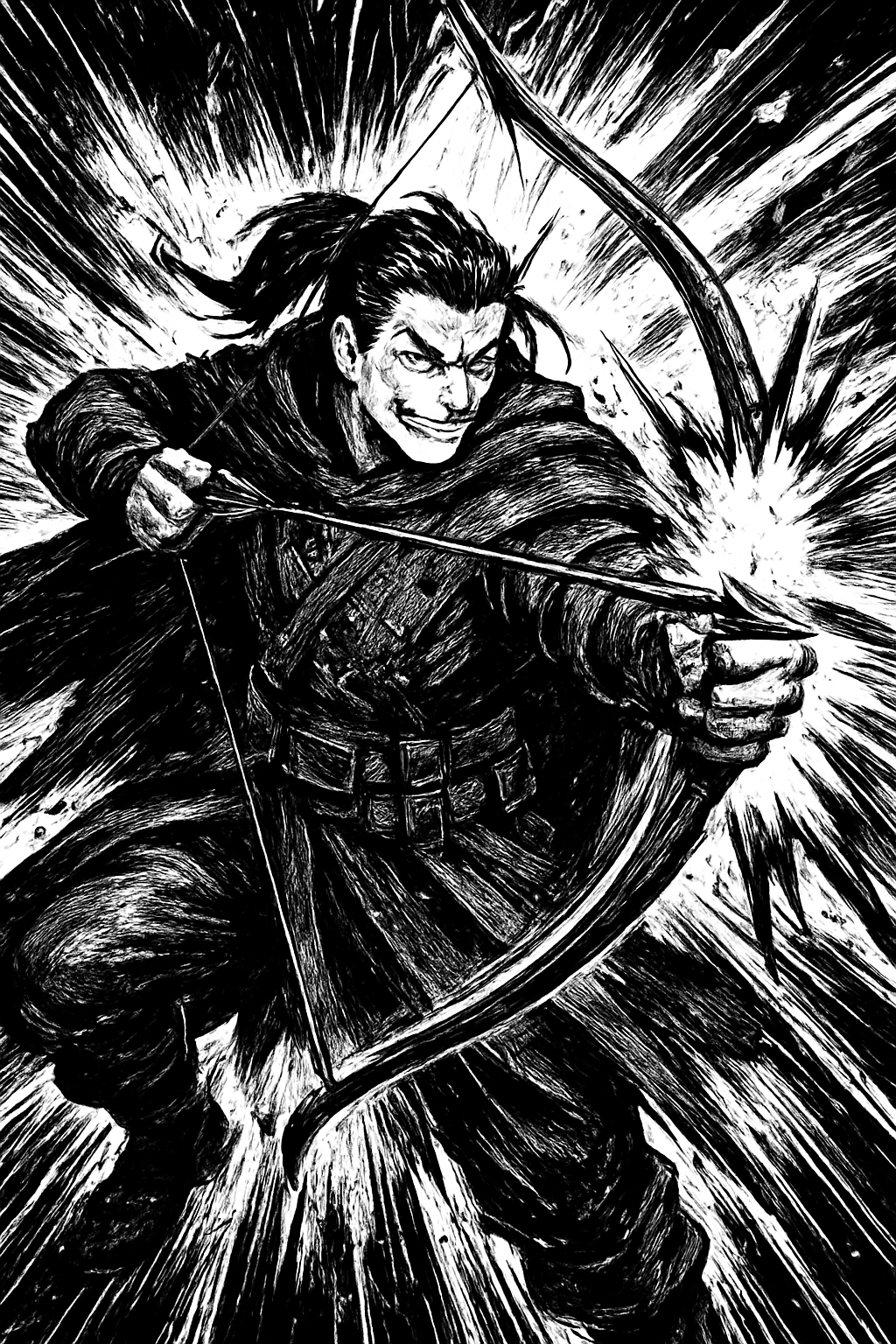a drawing of a man in a green outfit with a bow and arrow
