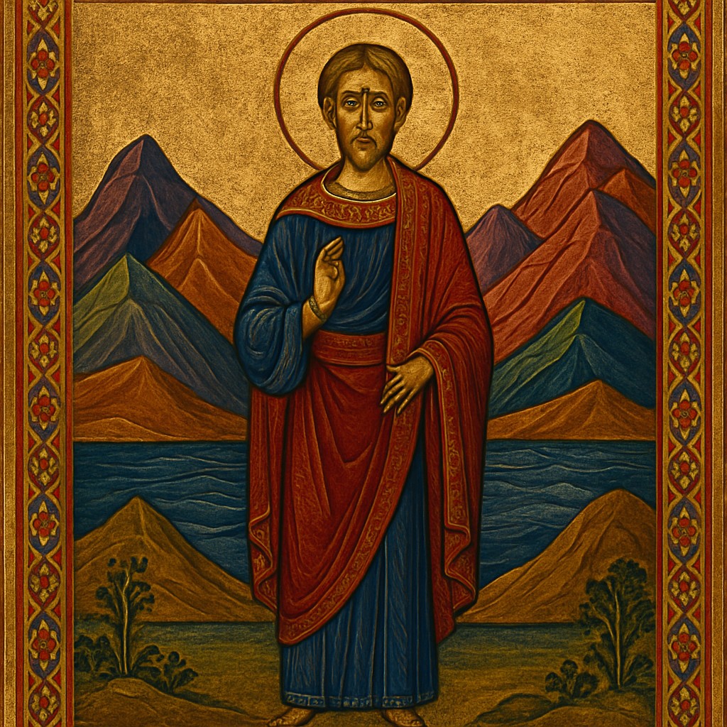 serene landscape with mountains and water