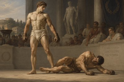 Polyclitus with boxer knocking his opponent down