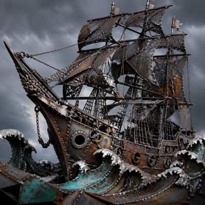 sailing ship on a stormy sea