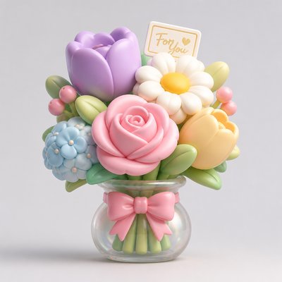 bouquet of flowers in a glass vase