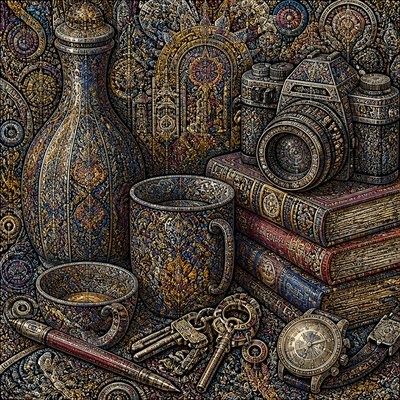 still life with everyday objects — Complexity Art Style