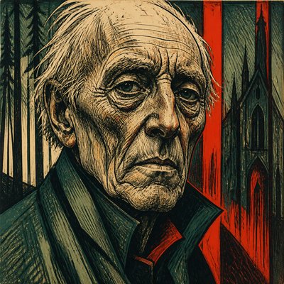 close-up portrait of an elderly person with expressive weathered features