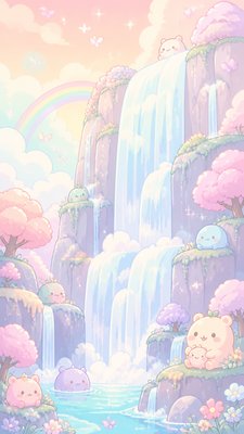 towering waterfall cascading down a cliff