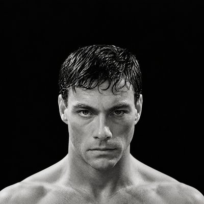 a black and white photo of a shirtless man