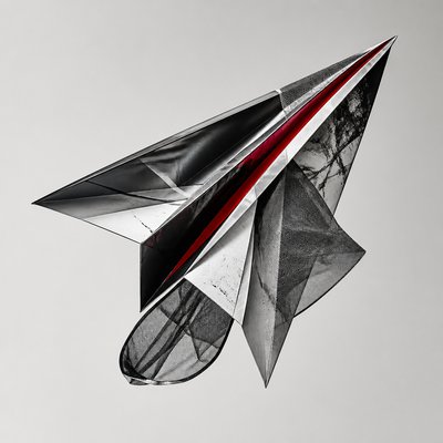 a paper plane, clean minimal composition on a plain background, no text