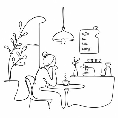 cozy cafe interior with warm lighting