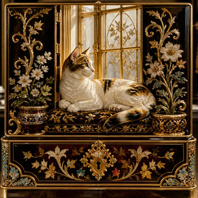a cat lounging in a sunlit window