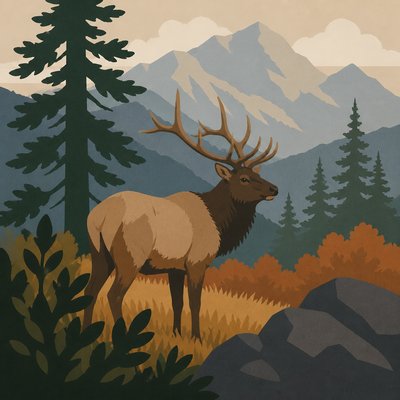 animal standing in natural pose — Overlapping Art Style