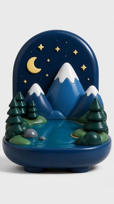 a tranquil mountain lake beneath a starry night sky, no people, no text