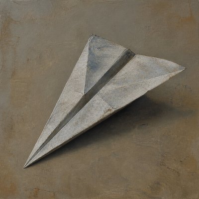 a paper plane, clean minimal composition on a plain background, no text
