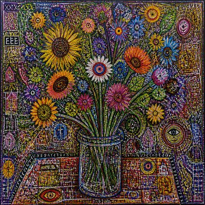 bouquet of flowers in a glass vase