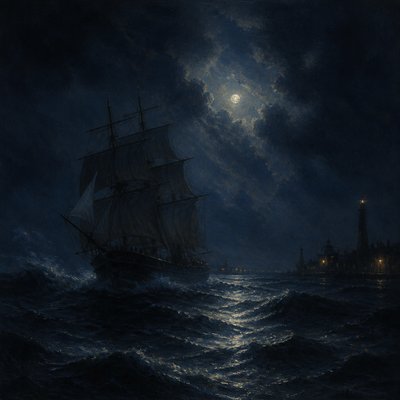 sailing ship on a stormy sea