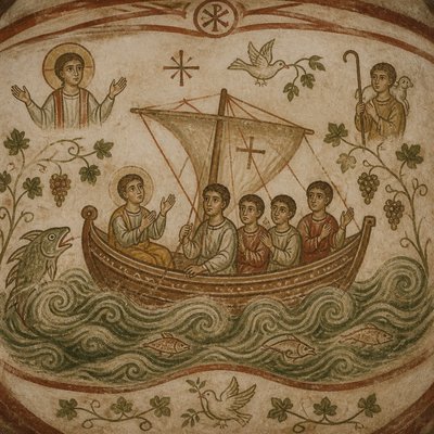 sailing ship on a stormy sea