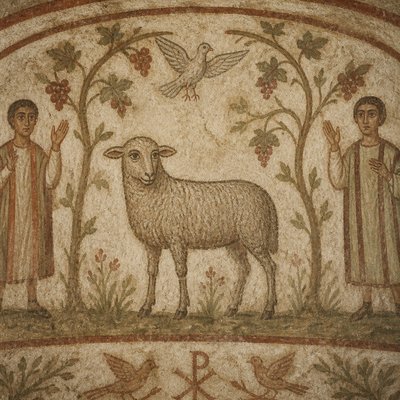 animal standing in natural pose — Early Christian Art Style