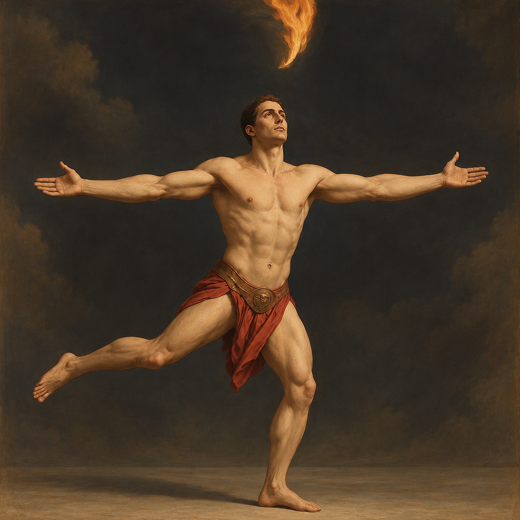 a painting of a man with his arms outstretched
