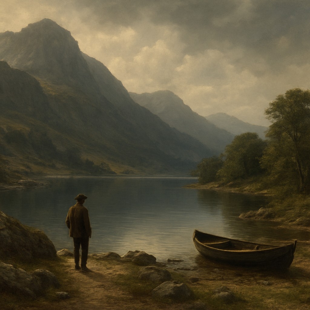 serene landscape with mountains and water