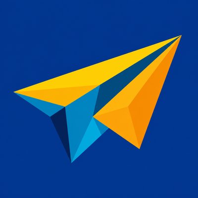 a paper plane, clean minimal composition on a plain background, no text