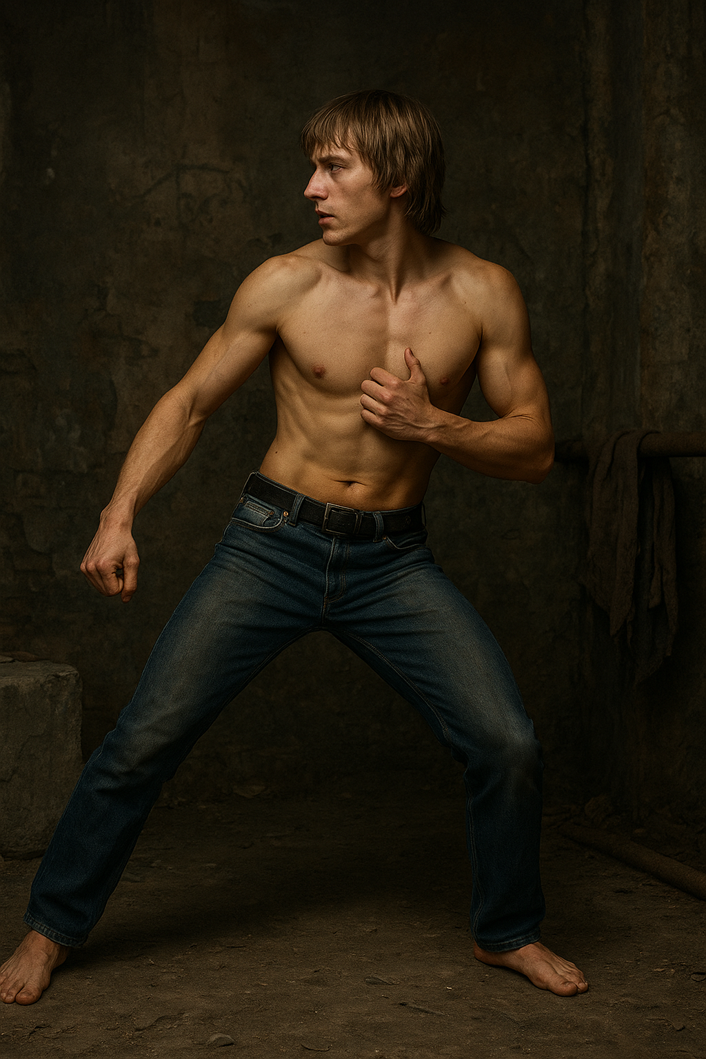 a shirtless man is posing for a picture