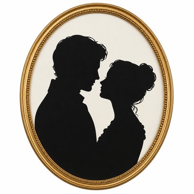 portrait of two people together — Silhouette Art Style