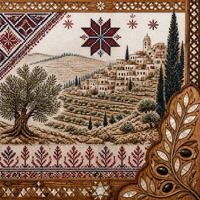 wide landscape with natural scenery — Palestinian Art Style