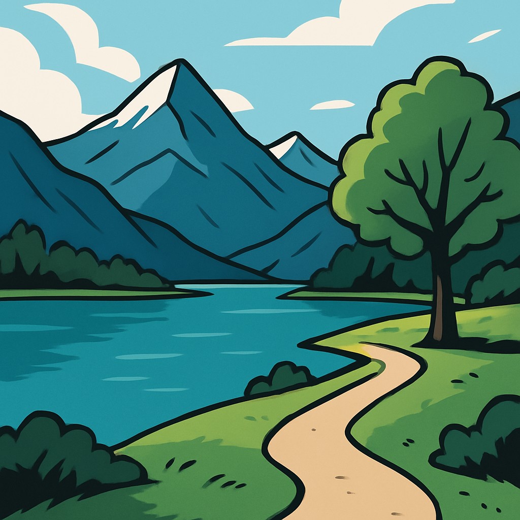 serene landscape with mountains and water