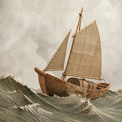 sailing ship on a stormy sea