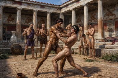 a group of naked men standing next to each other