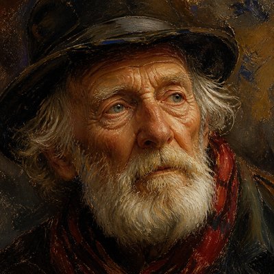 close-up portrait of an elderly person with expressive weathered features