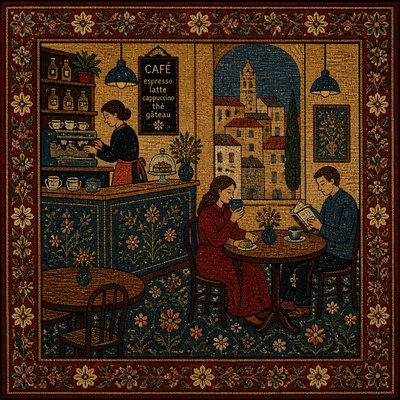 cozy cafe interior with warm lighting