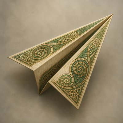 a paper plane, clean minimal composition on a plain background, no text