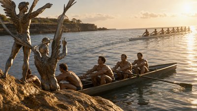 a group of people in a boat on a body of water