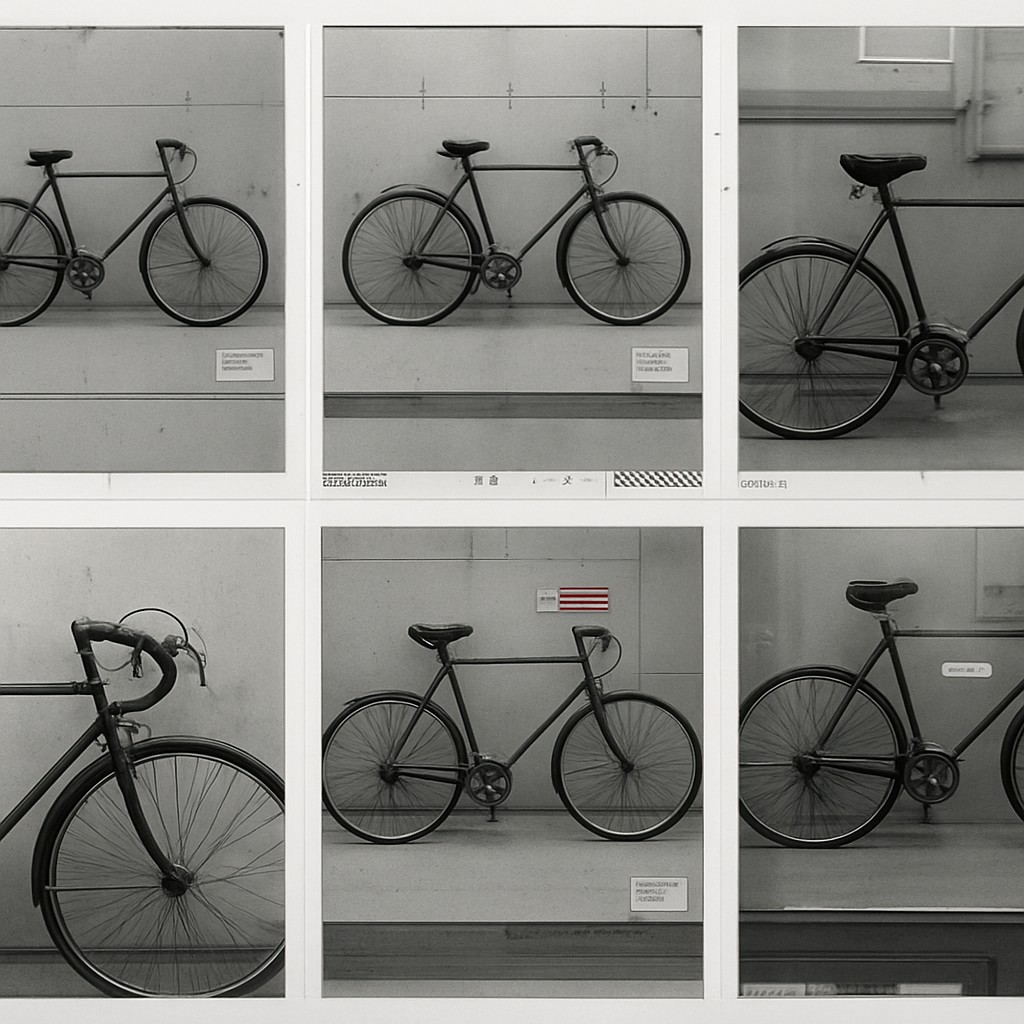 bicyle resting against a wall