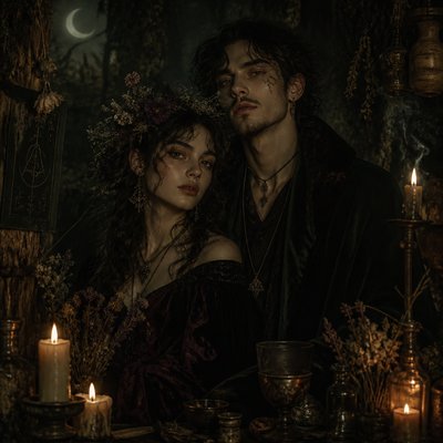 portrait of two people together — Witchcore Aesthetic