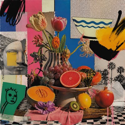 still life arrangement of fruits and flowers