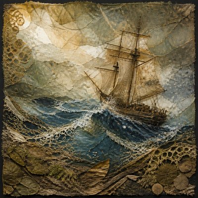 sailing ship on a stormy sea