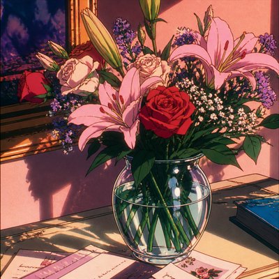 bouquet of flowers in a glass vase