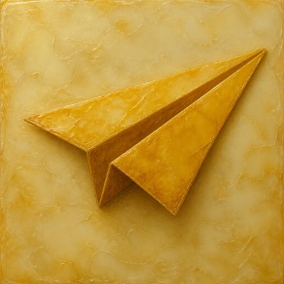 a paper plane, clean minimal composition on a plain background, no text