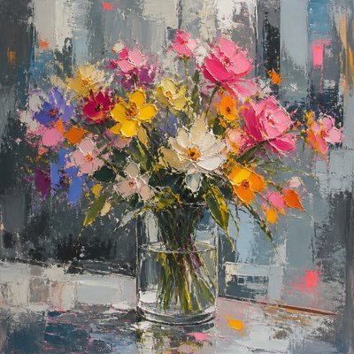 bouquet of flowers in a glass vase