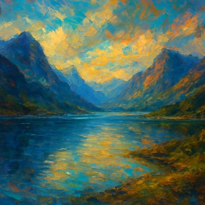 serene landscape with mountains and water