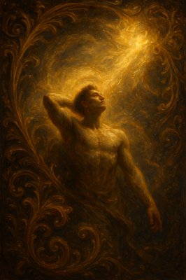 a painting of a man with his hands behind his back