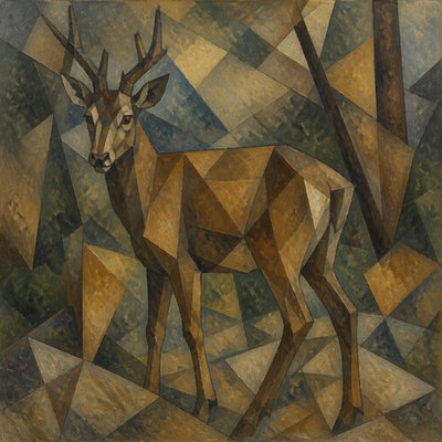 animal standing in natural pose — Proto-Cubism Art Style