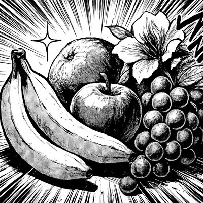 still life arrangement of fruits and flowers