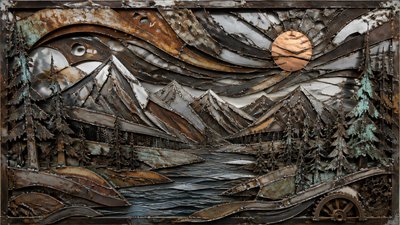 sweeping panoramic landscape with a dramatic sky