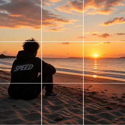 I show speed by the sunset sitting on the beach sand