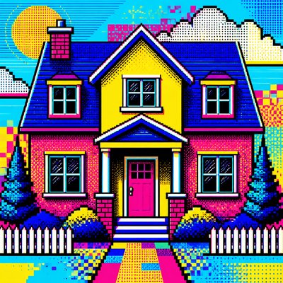 house with front view — Digital Pop Art Style