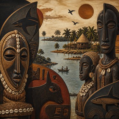 wide landscape with natural scenery — Guinea-Bissau Art Style